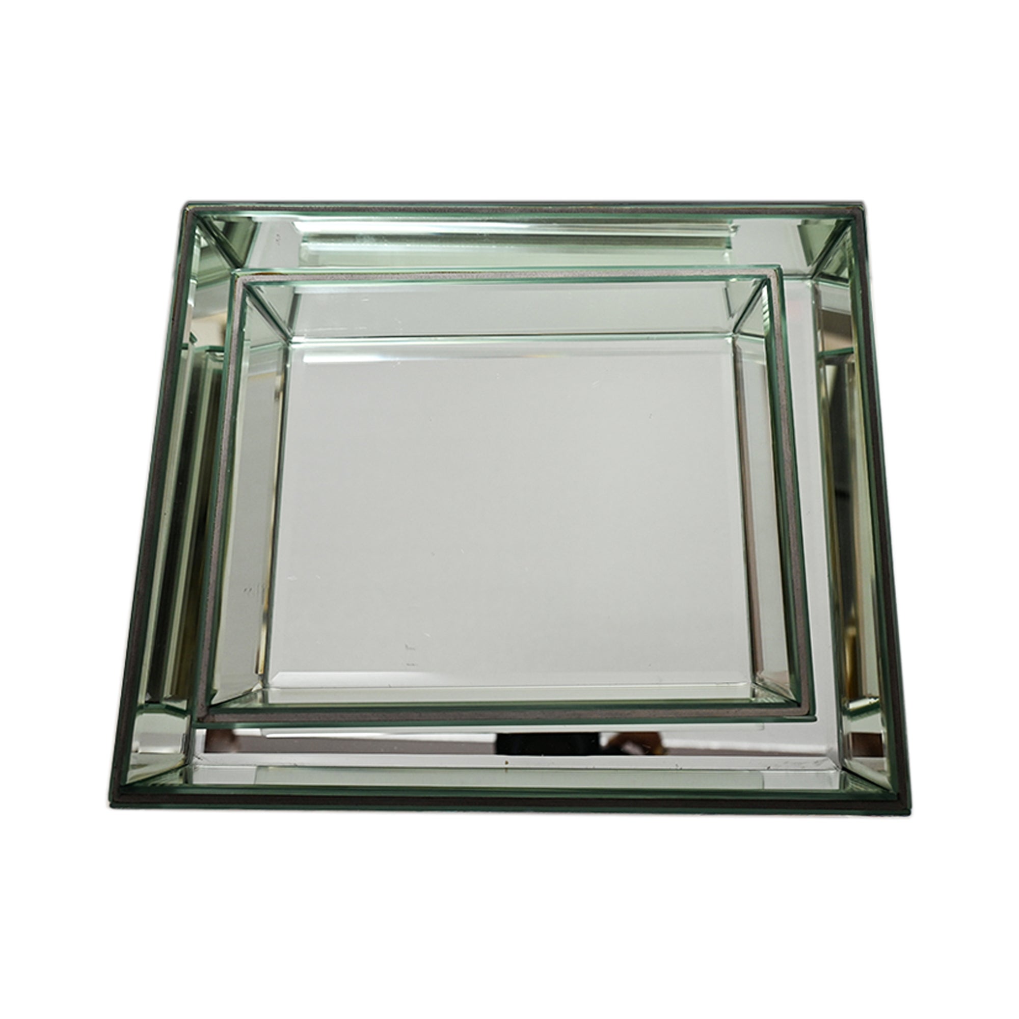 Luxury Silver Glass Tray Set of Two